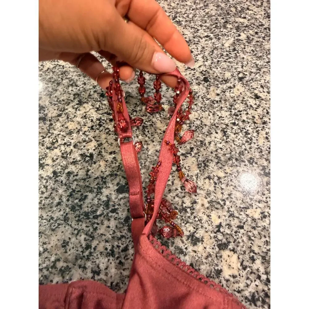 Frankies Bikinis x Sydney Sweeney Beaded Balconette Bikini Top – Size Small